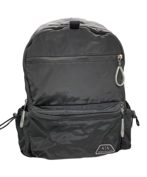 ARMANI EXCHANGE（アルマーニ エクスチェンジ）ARMANI EXCHANGE (アルマーニ エクスチェンジ) A|Xロゴ サイドドロストポケット 多機能バックパック ブラックの古着・服飾アイテム