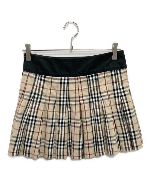 BURBERRY BLUE LABEL（バーバリーロンドンブルーレーベル）BURBERRY BLUE LABEL (バーバリーロンドンブルーレーベル) ノバチェックミニスカート ブラック×ベージュ サイズ:38の古着・服飾アイテム