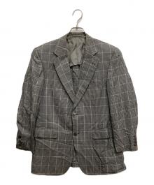 Aquascutum（アクアスキュータム）の古着「シルクシアサッカーテーラードジャケット」｜ブラック×ホワイト