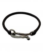 MALCOLM BETTSマルコムベッツ）の古着「サファイア レザーコンビブレスレット」｜シルバー×ブラウン