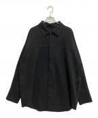 ENOFイナフ）の古着「スウェードタッチオーバーサイズシャツ」｜ブラック