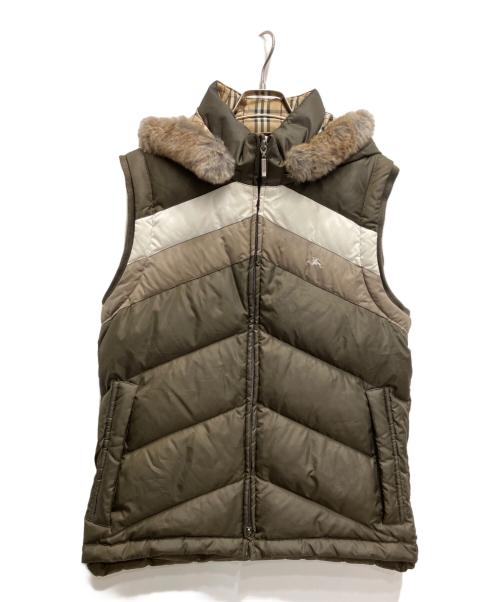 BURBERRY BLACK LABEL（バーバリーブラックレーベル）BURBERRY BLACK LABEL (バーバリーブラックレーベル) 裏地ノバチェックダウンベスト カーキ サイズ:ｌの古着・服飾アイテム