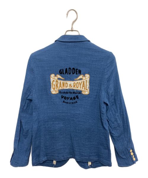 BYGLADHAND（バイグラッドハンド）BYGLADHAND (バイグラッドハンド) 刺繍テーラードジャケット ブルー サイズ:Mの古着・服飾アイテム