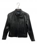 green label relaxingグリーンレーベルリラクシング）の古着「SOFT/COW S-ライダースジャケット」｜ブラック