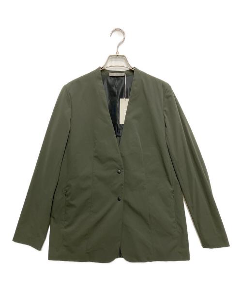 icB（アイシービー）icB (アイシービー) 4WAYストレッチタフタ ノーカラージャケット グリーン サイズ:4 未使用品の古着・服飾アイテム
