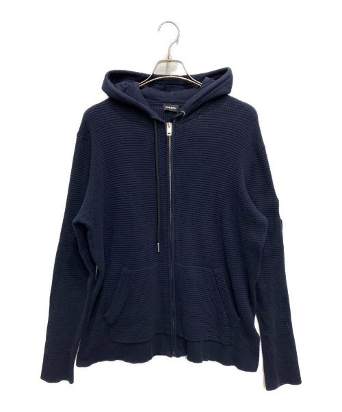 DIESEL（ディーゼル）DIESEL (ディーゼル) ワッフルジップパーカー ネイビー サイズ:XLの古着・服飾アイテム
