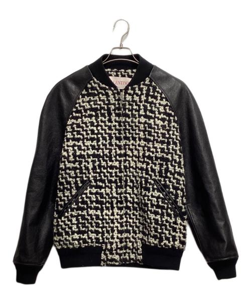VALENTINO（ヴァレンティノ）VALENTINO (ヴァレンティノ) ウールツイードボンバージャケット ブラック×ホワイト サイズ:46の古着・服飾アイテム
