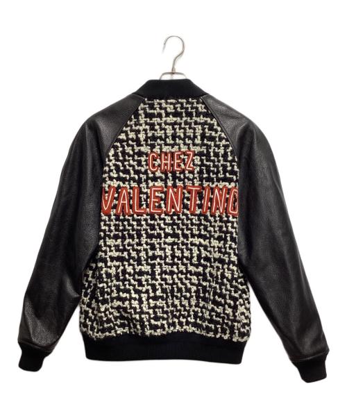 VALENTINO（ヴァレンティノ）VALENTINO (ヴァレンティノ) ウールツイードボンバージャケット ブラック×ホワイト サイズ:46の古着・服飾アイテム