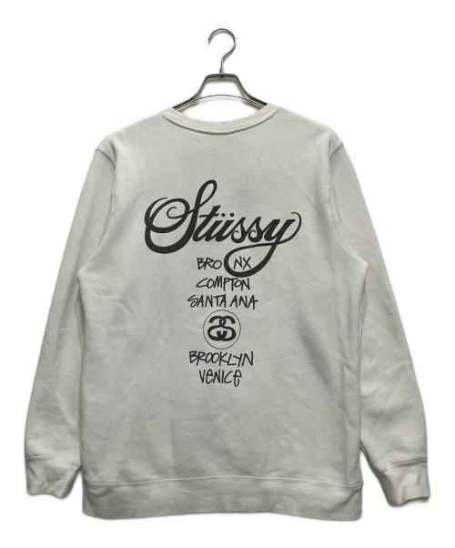 stussy（ステューシー）stussy (ステューシー) DOVER STREET MARKET (ドーバー ストリート マーケット) ロゴプリントスウェット ベージュ サイズ:Mの古着・服飾アイテム