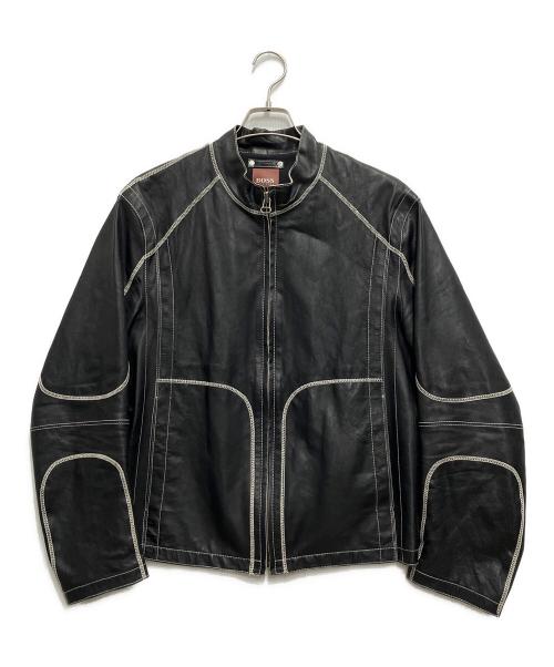 BOSS HUGO BOSS（ボス ヒューゴボス）BOSS HUGO BOSS (ボス ヒューゴボス) レザージャケット ブラック サイズ:048の古着・服飾アイテム