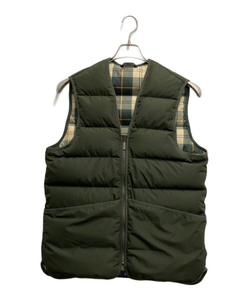 Barbour（バブアー）Barbour (バブアー) 裏地チェックダウンベスト オリーブ サイズ:38の古着・服飾アイテム