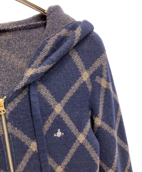Vivienne Westwood man（ヴィヴィアン ウェストウッド マン）Vivienne Westwood man (ヴィヴィアン ウェストウッド マン) ダイヤ柄ニットパーカー ネイビー サイズ:44の古着・服飾アイテム