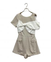 HER LIP TO（ハーリップトゥ）の古着「Bicolor Ribbon-Motif Romper」｜ベージュ