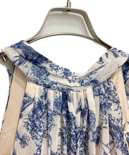 Estella.K（エステラケー）Estella.K (エステラケー) プリントホルターネックティアードドレス ブルー×アイボリー サイズ:FREEの古着・服飾アイテム