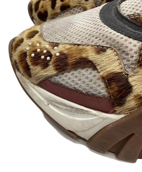 VERSACE（ヴェルサーチェ）VERSACE (ヴェルサーチェ) レオパードスニーカー ブラウン×ホワイト サイズ:43の古着・服飾アイテム