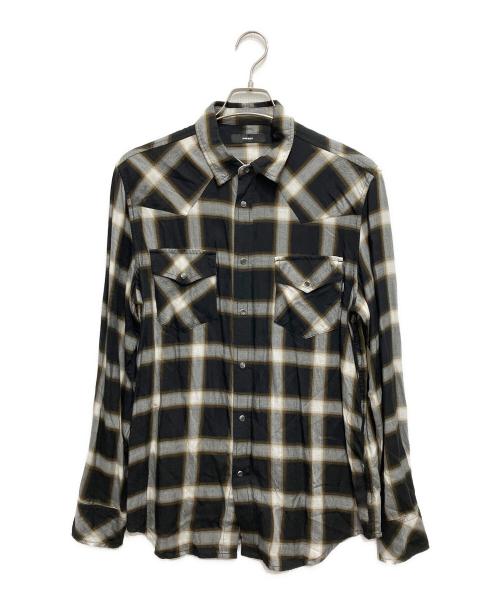 DIESEL（ディーゼル）DIESEL (ディーゼル) オンブレチェックシャツ ブラック サイズ:Mの古着・服飾アイテム