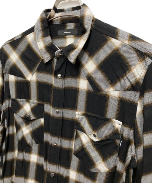 DIESEL（ディーゼル）DIESEL (ディーゼル) オンブレチェックシャツ ブラック サイズ:Mの古着・服飾アイテム