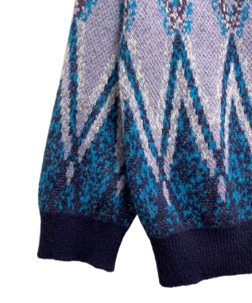 MAISON SPECIAL（メゾンスペシャル）MAISON SPECIAL (メゾンスペシャル) Airy Mohair Argyle Prime-Over V-Neck パープル サイズ:１の古着・服飾アイテム