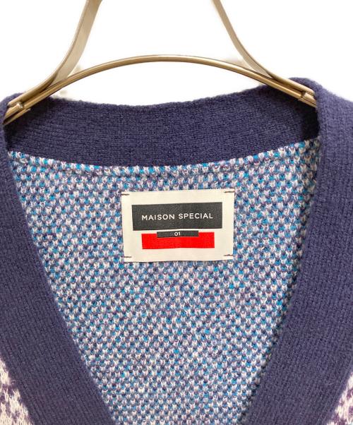 MAISON SPECIAL（メゾンスペシャル）MAISON SPECIAL (メゾンスペシャル) Airy Mohair Argyle Prime-Over V-Neck パープル サイズ:１の古着・服飾アイテム