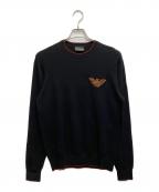 EMPORIO ARMANIエンポリオ アルマーニ）の古着「ロゴクルーネックニット」｜ブラック
