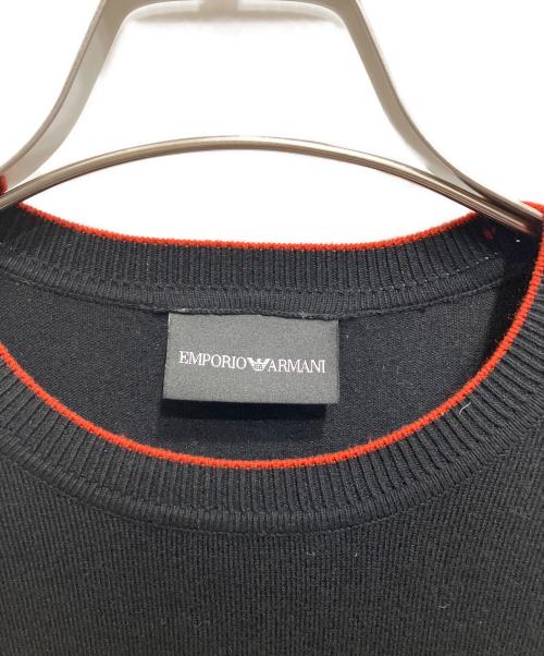 EMPORIO ARMANI（エンポリオ アルマーニ）EMPORIO ARMANI (エンポリオ アルマーニ) ロゴクルーネックニット ブラック サイズ:Mの古着・服飾アイテム