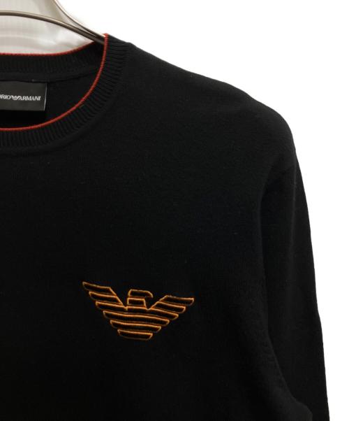 EMPORIO ARMANI（エンポリオ アルマーニ）EMPORIO ARMANI (エンポリオ アルマーニ) ロゴクルーネックニット ブラック サイズ:Mの古着・服飾アイテム
