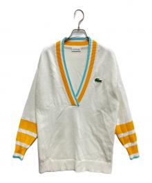 LACOSTE（ラコステ）の古着「V-neck Loose Fit Cotton Blend Sweater」｜ホワイト