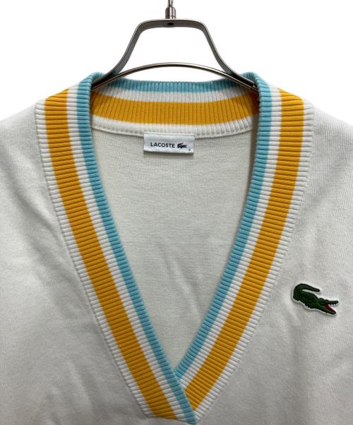 LACOSTE（ラコステ）LACOSTE (ラコステ) V-neck Loose Fit Cotton Blend Sweater ホワイト サイズ:Sの古着・服飾アイテム