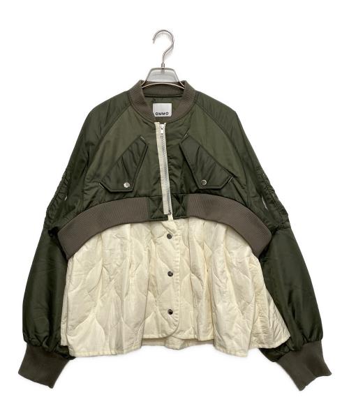OMMO（オーエムエムオー）OMMO (オーエムエムオー) PEPLUM QUILTING MA-1/ペプラムキルティングMA-1 グリーン×ホワイト サイズ:38の古着・服飾アイテム