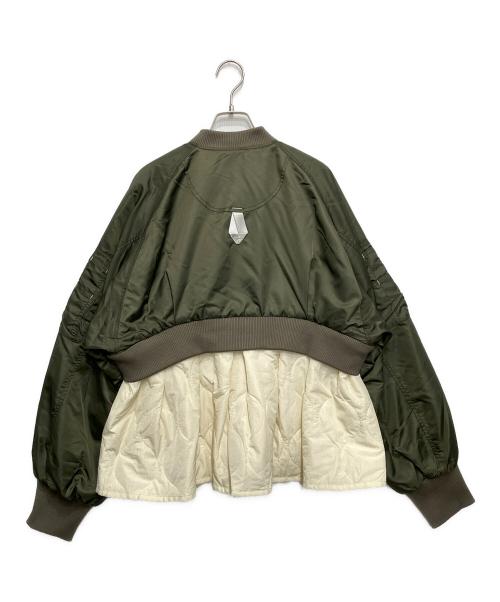 OMMO（オーエムエムオー）OMMO (オーエムエムオー) PEPLUM QUILTING MA-1/ペプラムキルティングMA-1 グリーン×ホワイト サイズ:38の古着・服飾アイテム