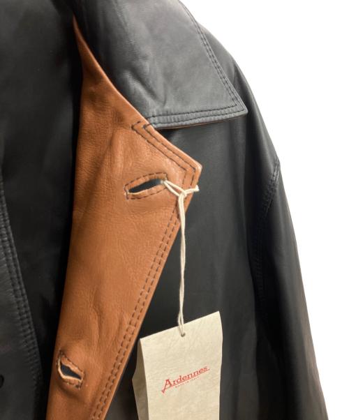 ARDENNES（アルデンヌ）ARDENNES (アルデンヌ) Claudia レザーコート ブラック×ブラウン サイズ:50の古着・服飾アイテム