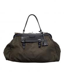 PRADA（プラダ）の古着「がま口トートバッグ」｜グリーン×ブラック