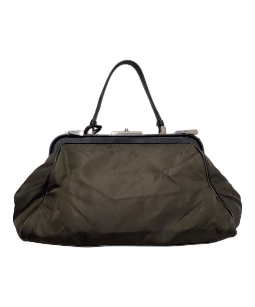 PRADA（プラダ）PRADA (プラダ) がま口トートバッグ グリーン×ブラックの古着・服飾アイテム