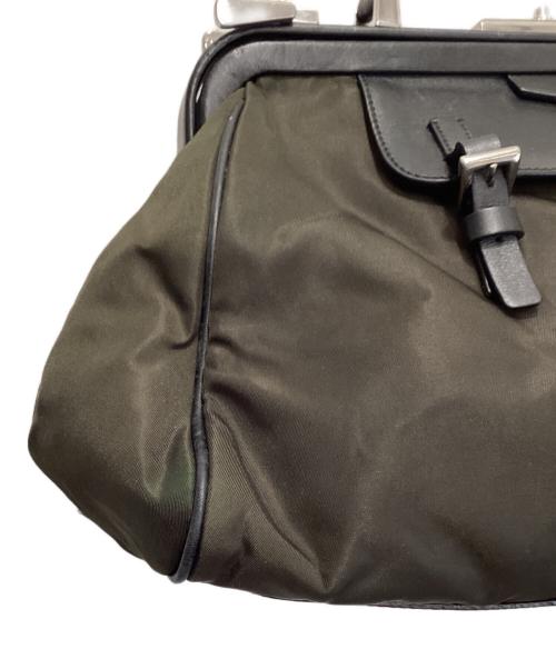 PRADA（プラダ）PRADA (プラダ) がま口トートバッグ グリーン×ブラックの古着・服飾アイテム