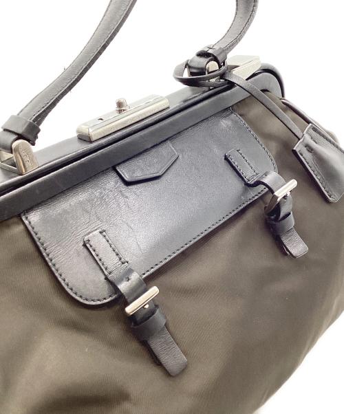 PRADA（プラダ）PRADA (プラダ) がま口トートバッグ グリーン×ブラックの古着・服飾アイテム