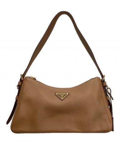 abc PRADA ビンテージブラウン ショルダーバッグ 中古・古着通販】PRADA (プラダ) エメミディアムレザーショルダー
