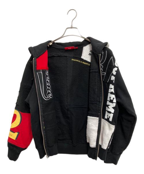 SUPREME（シュプリーム）SUPREME (シュプリーム) Patchwork Zip Up Hooded Sweatshirt ブラック×レッド サイズ:Sの古着・服飾アイテム