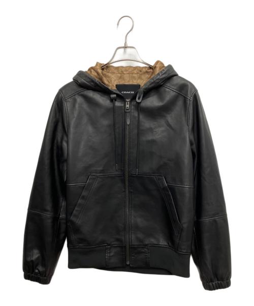 COACH（コーチ）COACH (コーチ) レザー トレーナージャケット ブラック サイズ:Sの古着・服飾アイテム