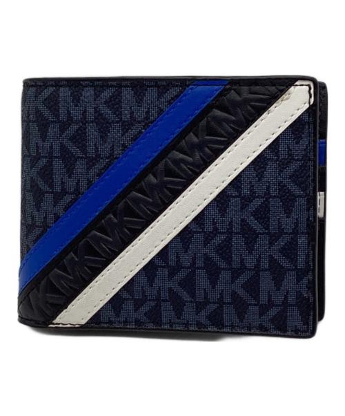 MICHAEL KORS（マイケル・コース）MICHAEL KORS (マイケル・コース) Cooper Logo Stripe Billfold Wallet With Passcase ネイビーの古着・服飾アイテム