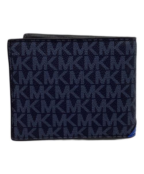 MICHAEL KORS（マイケル・コース）MICHAEL KORS (マイケル・コース) Cooper Logo Stripe Billfold Wallet With Passcase ネイビーの古着・服飾アイテム
