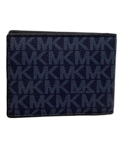 MICHAEL KORS（マイケル・コース）MICHAEL KORS (マイケル・コース) Cooper Logo Stripe Billfold Wallet With Passcase ネイビーの古着・服飾アイテム