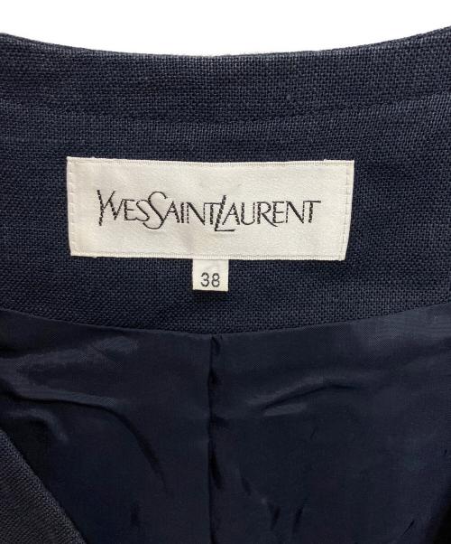 Yves Saint Laurent（イヴサンローラン）Yves Saint Laurent (イヴサンローラン) リネンシャツワンピース ネイビー サイズ:Mの古着・服飾アイテム