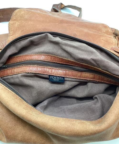 PORTER（ポーター）PORTER (ポーター) コルチナレザーリュック ブラウンの古着・服飾アイテム