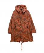 DIESELディーゼル）の古着「カモフラ柄ロゴ刺繍モッズコート」｜オレンジ