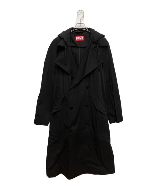 DIESEL（ディーゼル）DIESEL (ディーゼル) Trench in nylon twill with hood ブラック サイズ:48の古着・服飾アイテム
