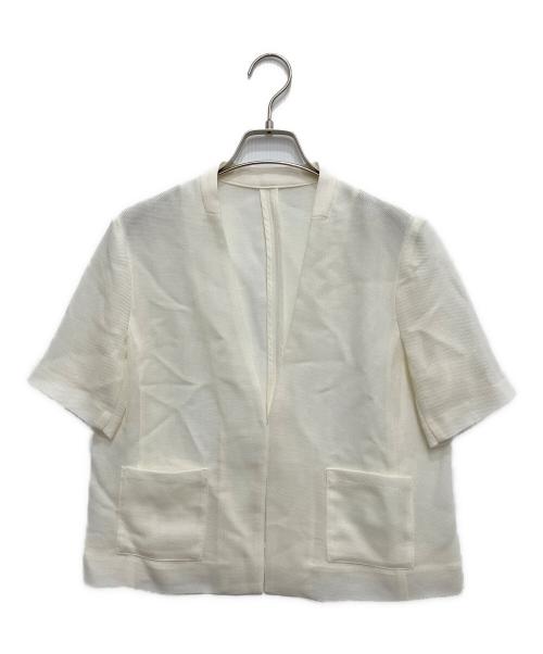 COHINA（コヒナ）COHINA (コヒナ) ハーフスリーブノーカラーメッシュジャケット アイボリー サイズ:FREEの古着・服飾アイテム
