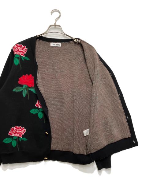 TTT MSW（ティー モダンストリートウェア）TTT MSW (ティー) Rose Jaquard Knit Cardigan ブラック サイズ:Lの古着・服飾アイテム
