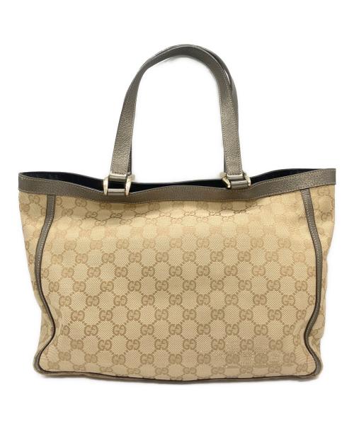 GUCCI（グッチ）GUCCI (グッチ) GGキャンバストートバッグ ベージュ×グレーの古着・服飾アイテム