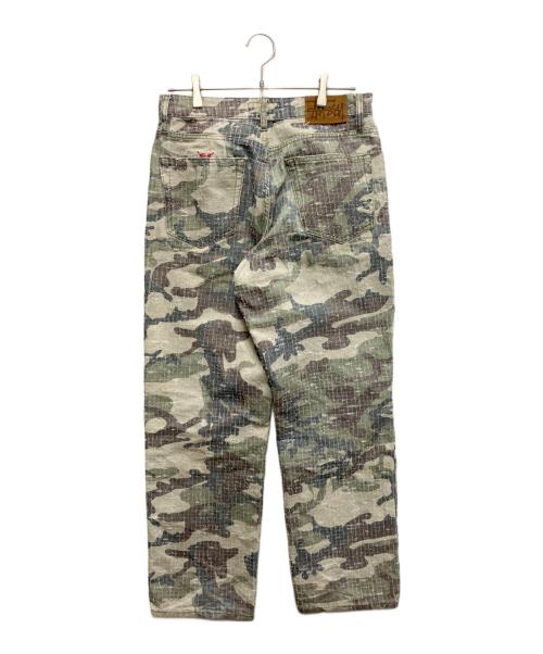 stussy（ステューシー）stussy (ステューシー) BIG OL' JEAN CAMO CANVAS NEEDLE PUNCH グリーン サイズ:71cm(W28)の古着・服飾アイテム