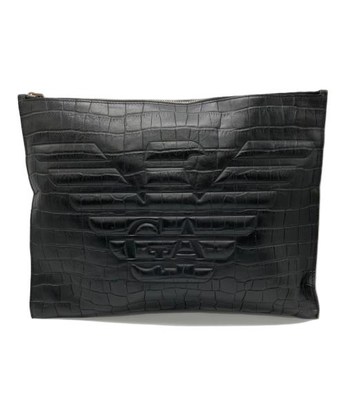 EMPORIO ARMANI（エンポリオ アルマーニ）EMPORIO ARMANI (エンポリオ アルマーニ) クロコ クラッチバッグ ブラックの古着・服飾アイテム